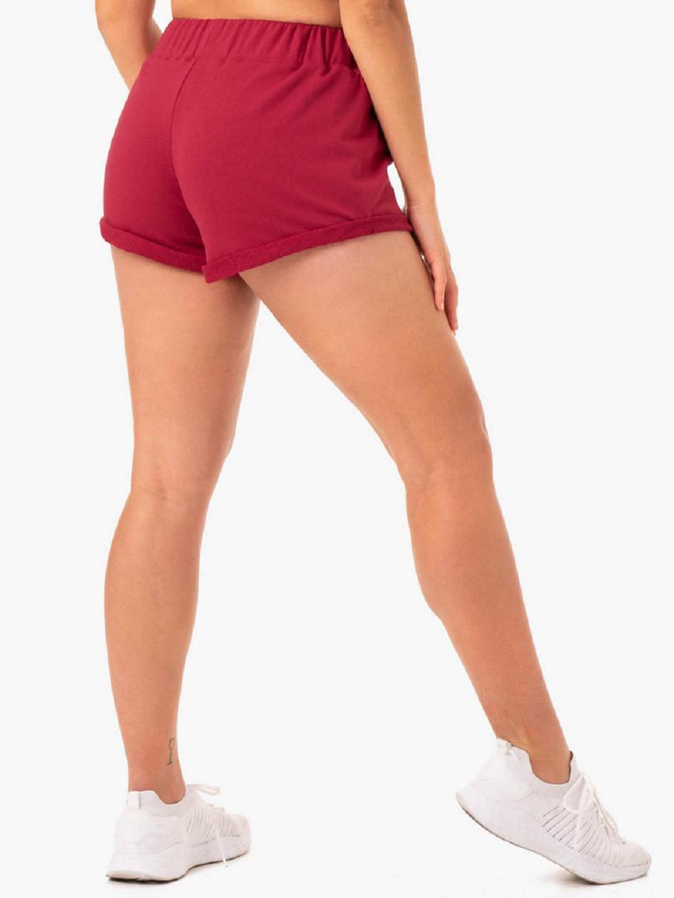 Burgundy Women's Ryderwear Off Duty Fleece Shorts Active Lounge | 130Y10228