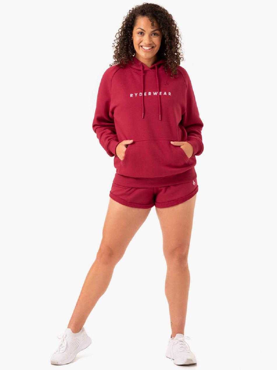 Burgundy Women's Ryderwear Off Duty Fleece Shorts Active Lounge | 130Y10228