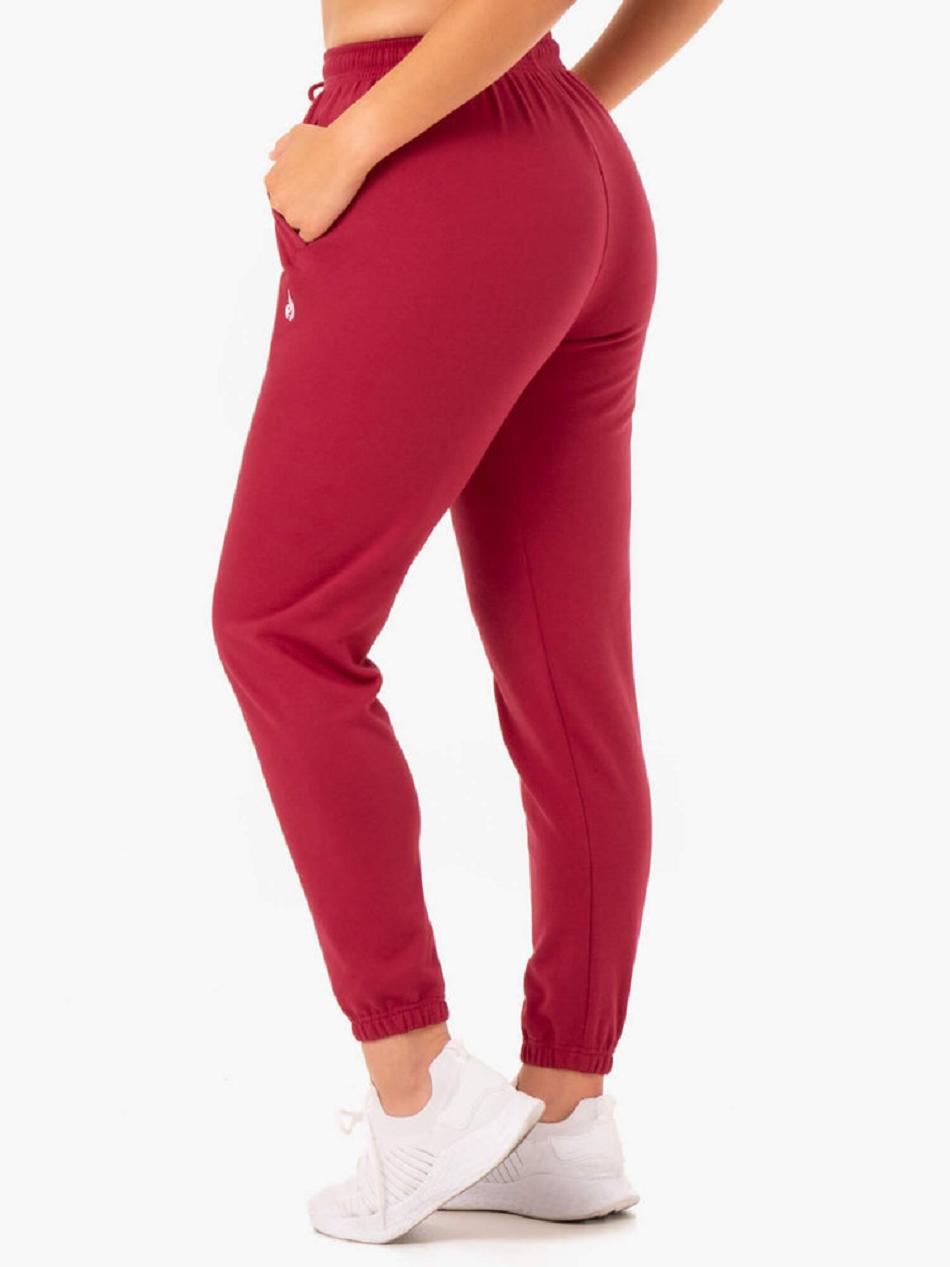 Burgundy Women's Ryderwear Off-Duty Fleece Track Pants Trackset | 136J76092