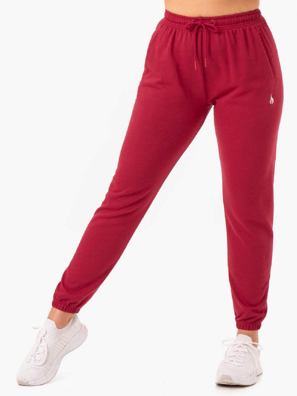 Burgundy Women\'s Ryderwear Off-Duty Fleece Track Pants Trackset | 136J76092