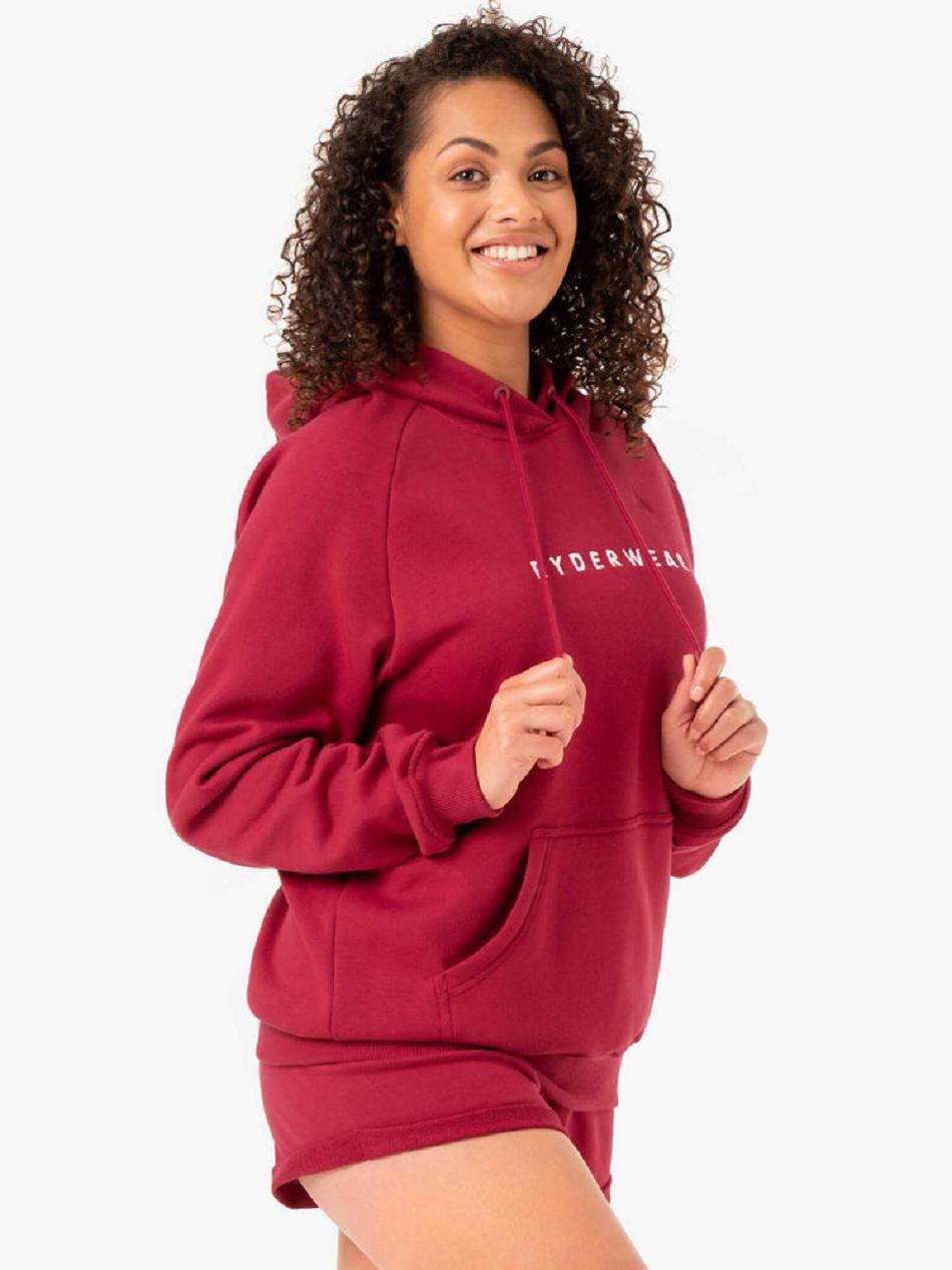 Burgundy Women's Ryderwear Off Duty Fleece Hoodie Trackset | 76SB65498