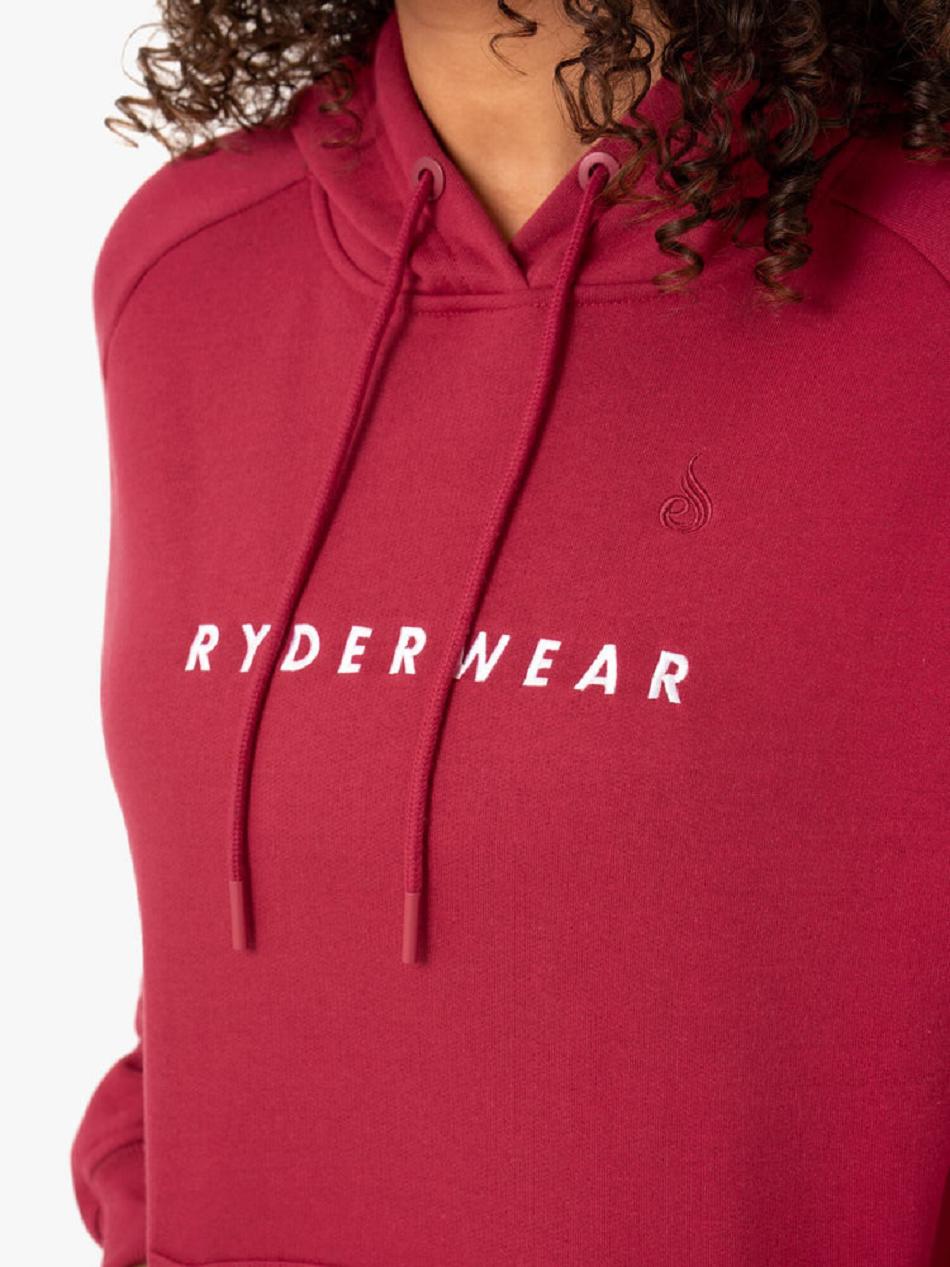 Burgundy Women's Ryderwear Off Duty Fleece Hoodie Trackset | 76SB65498