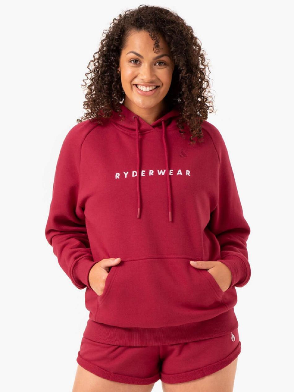 Burgundy Women\'s Ryderwear Off Duty Fleece Hoodie Trackset | 76SB65498