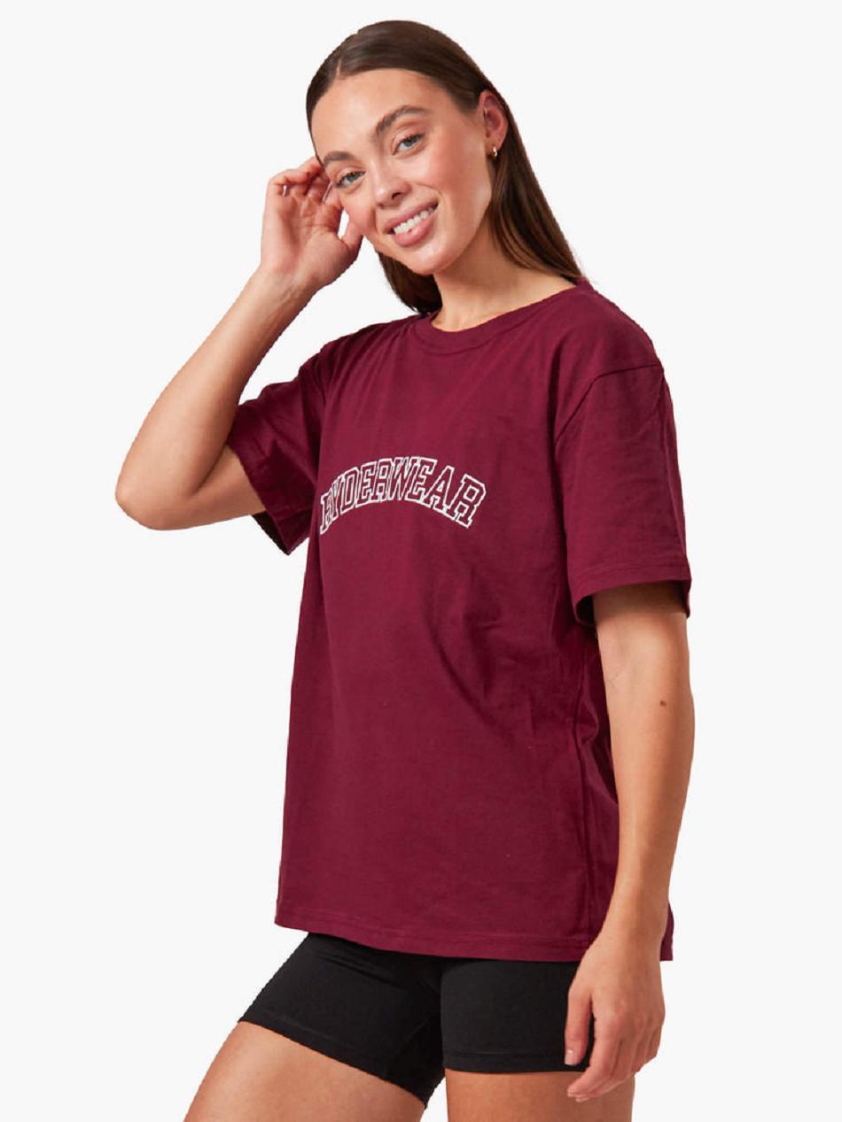 Burgundy Women\'s Ryderwear Oversized T-shirt | HR6996391