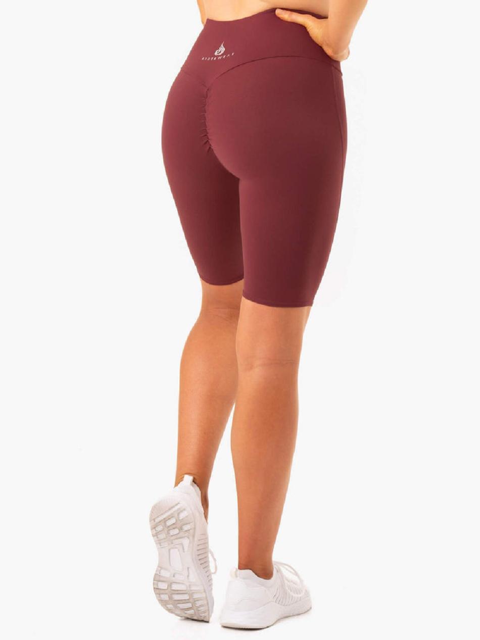 Burgundy Women's Ryderwear Staples Bike Shorts Scrunch Bum | 116DF79911