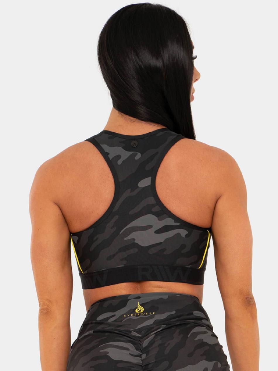 Camo Women's Ryderwear BFCAMO Zip Up Sports Bras | 61GA11296