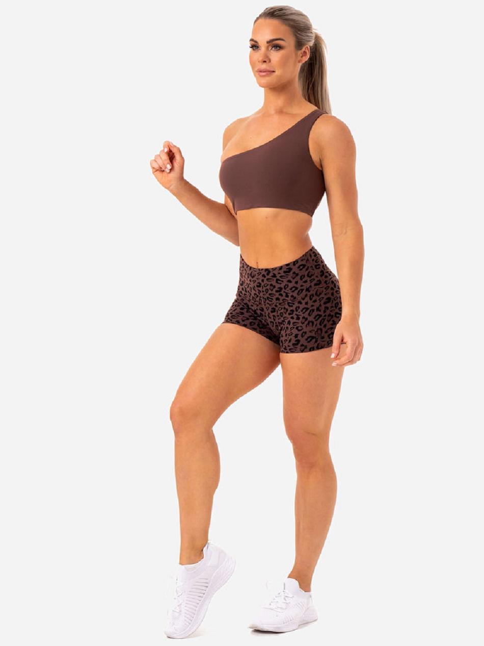 Chocolate / Leopard Women's Ryderwear Adapt High Waisted Shorts Scrunch Bum | 6Y4565537