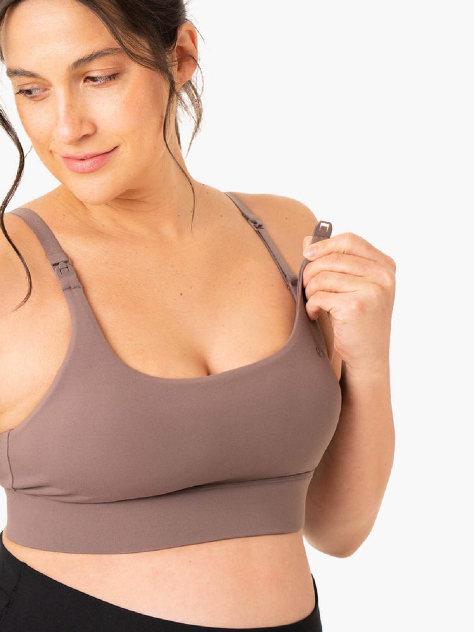 Chocolate Women's Ryderwear Active Bump Sports Bras | MNG70823