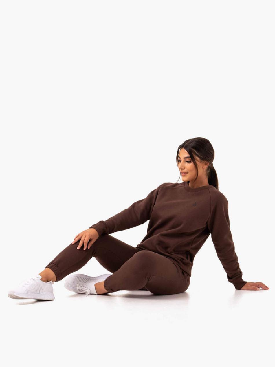 Chocolate Women's Ryderwear Adapt Boyfriend Sweater Trackset | 5G7215106