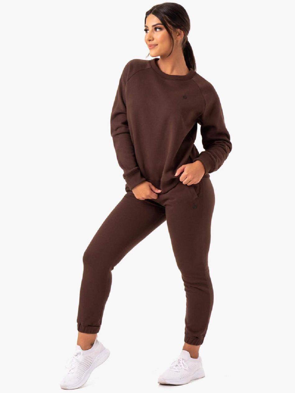 Chocolate Women's Ryderwear Adapt Boyfriend Sweater Trackset | 5G7215106