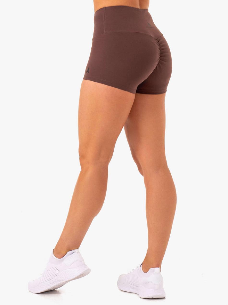 Chocolate Women's Ryderwear Adapt High Waisted Scrunch Shorts | 52KR21968