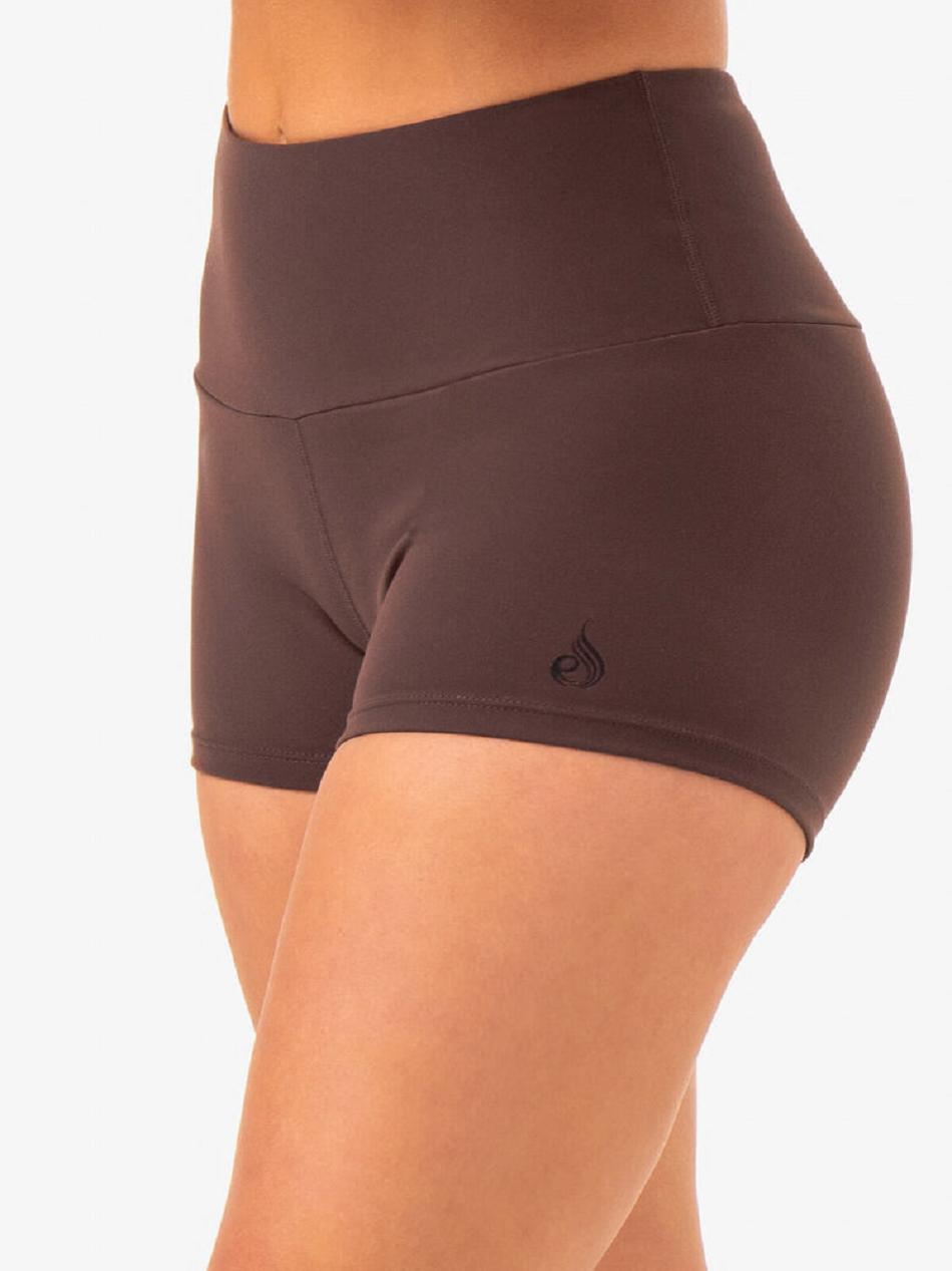 Chocolate Women's Ryderwear Adapt High Waisted Scrunch Shorts | 52KR21968