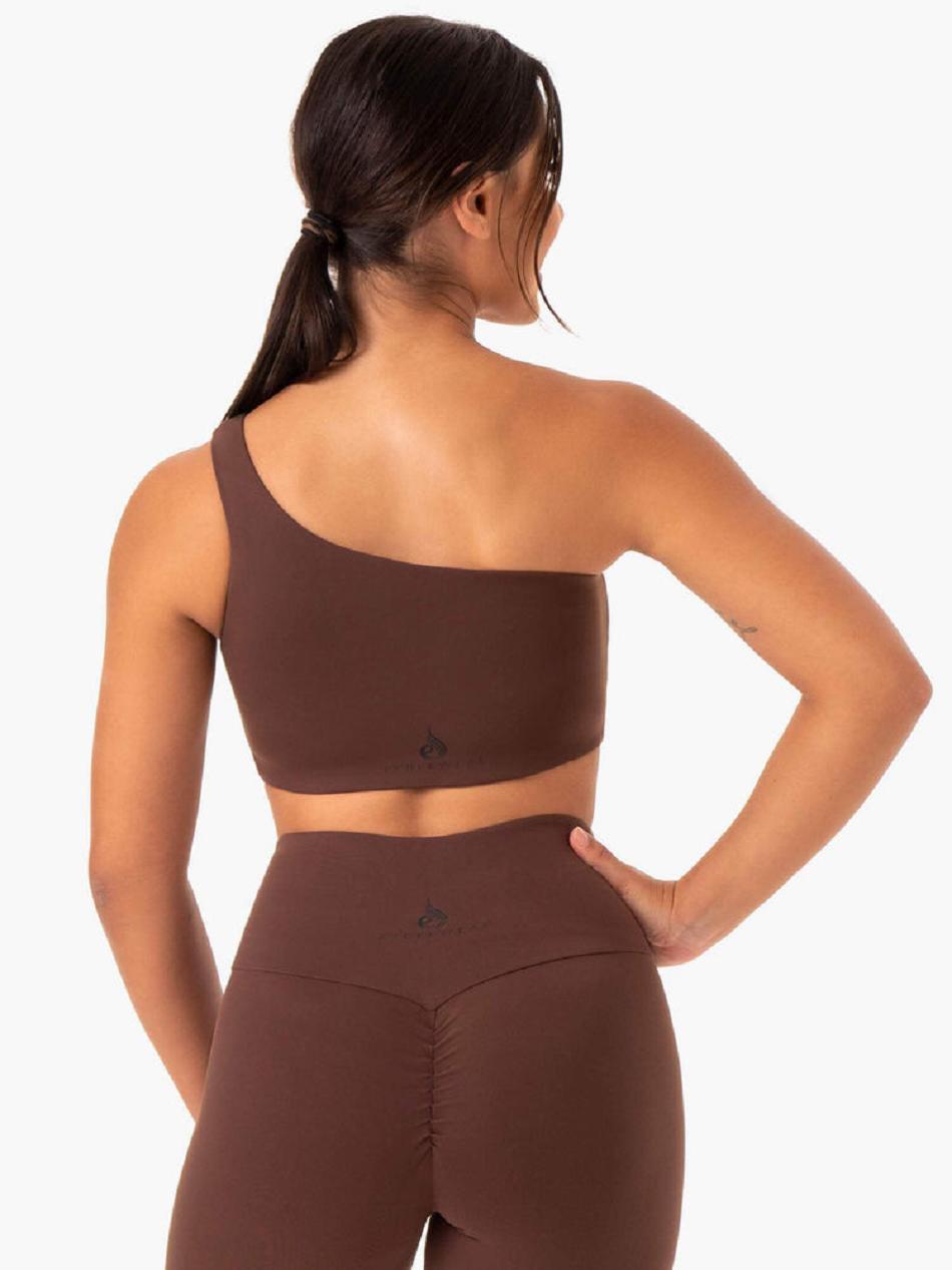 Chocolate Women's Ryderwear Adapt One Shoulder Sports Bras | 126G92601