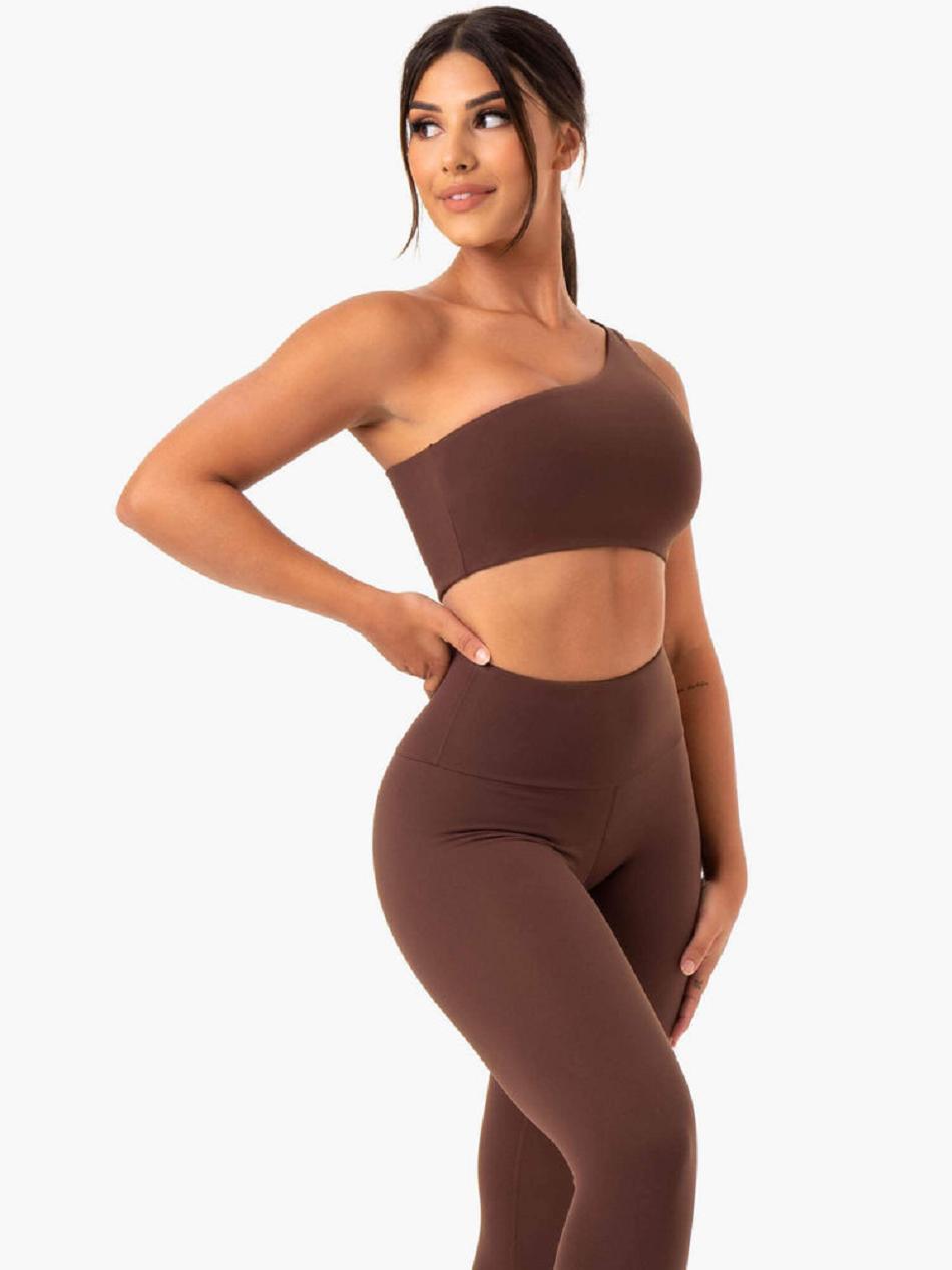 Chocolate Women's Ryderwear Adapt One Shoulder Sports Bras | 126G92601