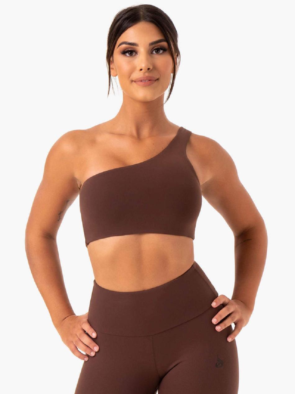 Chocolate Women's Ryderwear Adapt One Shoulder Sports Bras | 126G92601