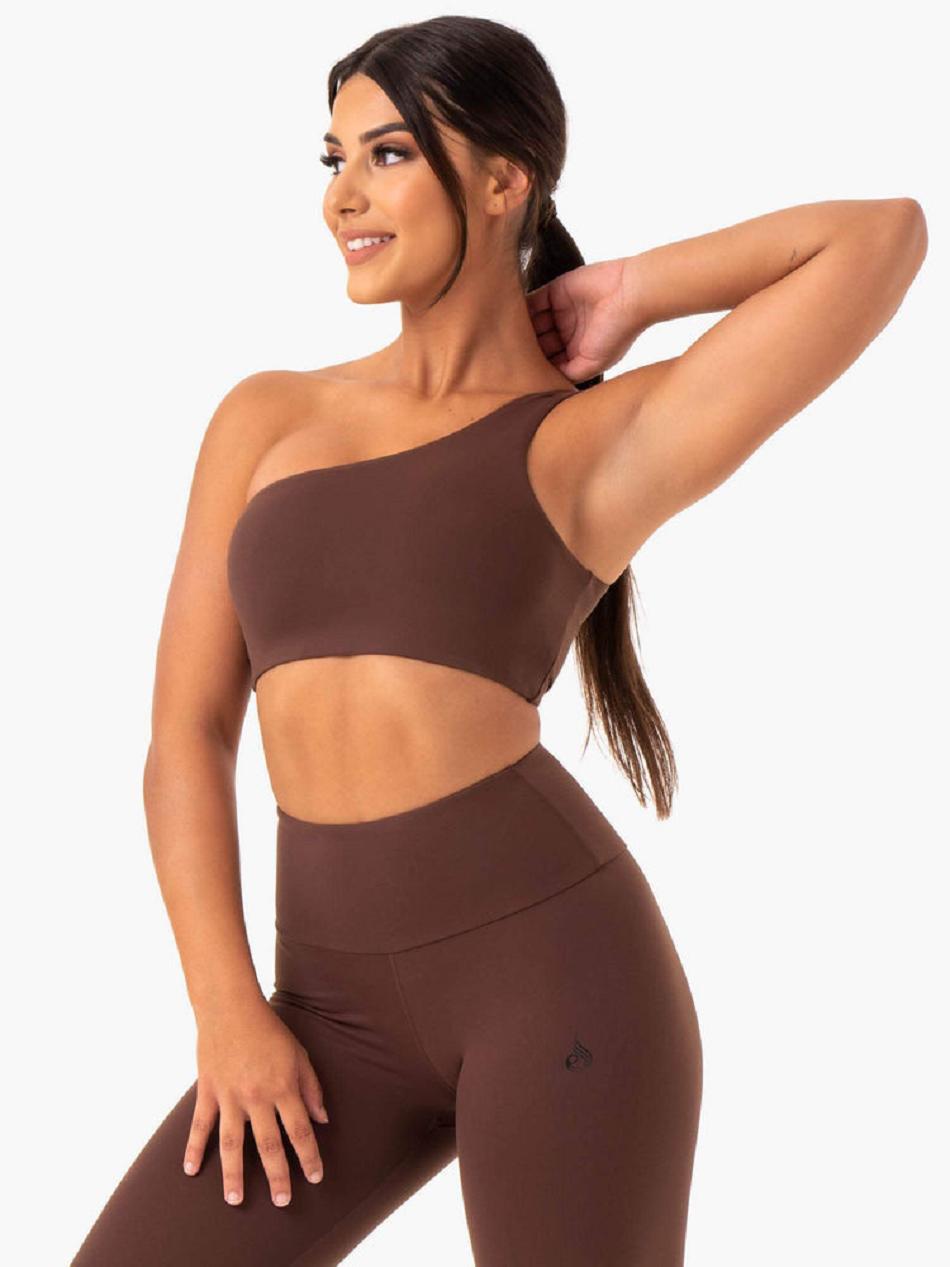 Chocolate Women\'s Ryderwear Adapt One Shoulder Sports Bras | 126G92601