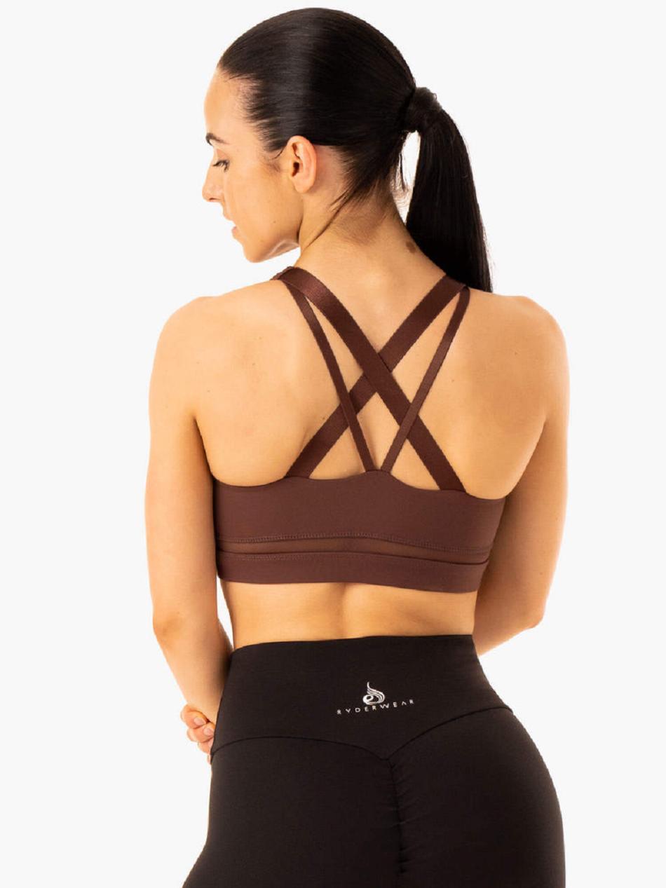 Chocolate Women's Ryderwear Amazon Mesh Sports Bras | 53FE39784