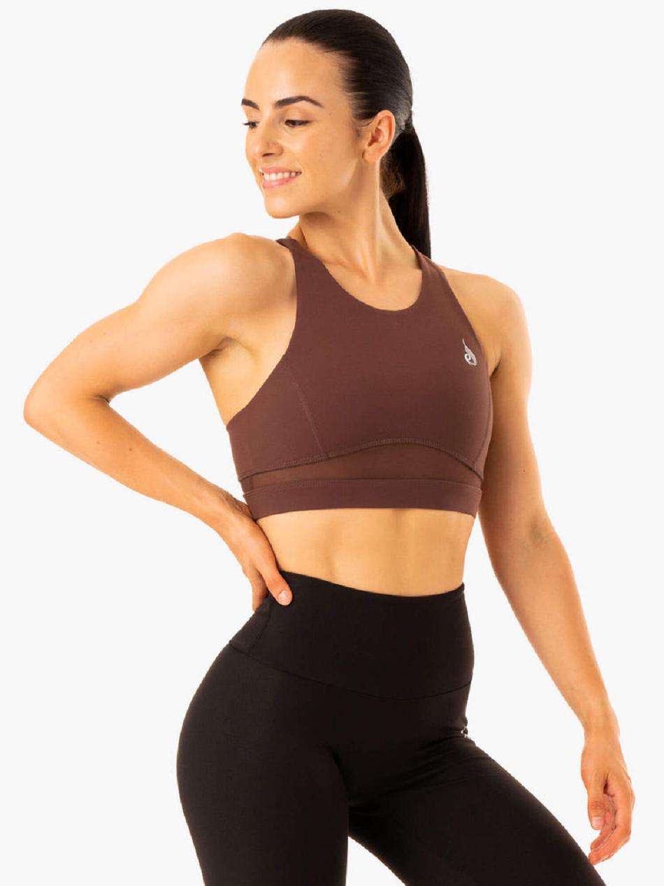 Chocolate Women's Ryderwear Amazon Mesh Sports Bras | 53FE39784