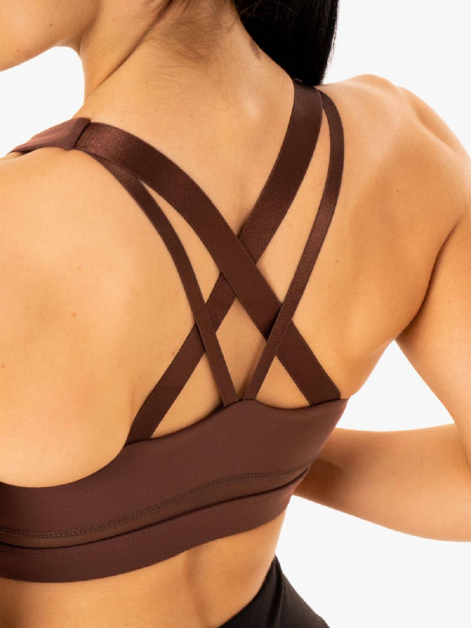 Chocolate Women's Ryderwear Amazon Mesh Sports Bras | 53FE39784