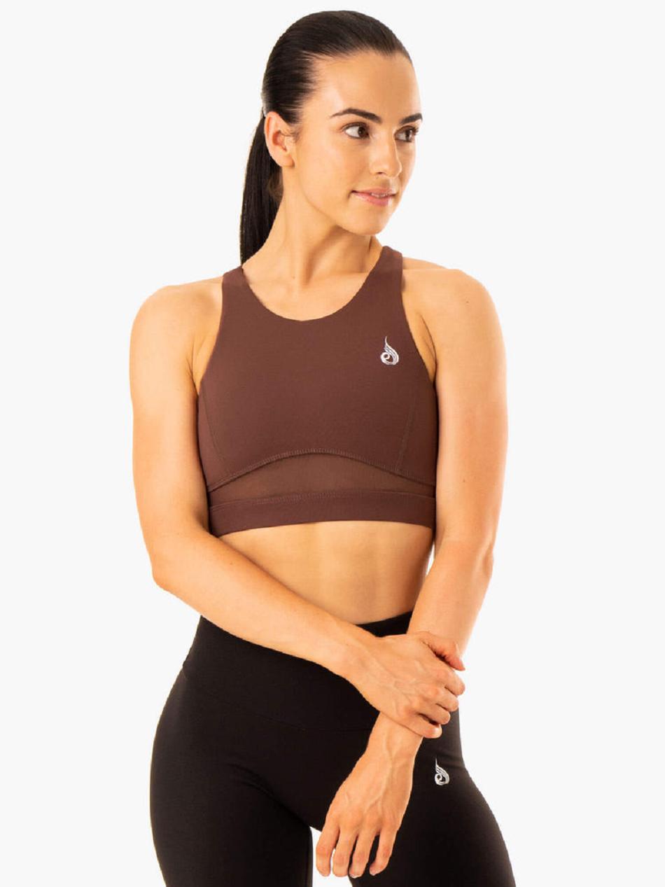 Chocolate Women\'s Ryderwear Amazon Mesh Sports Bras | 53FE39784