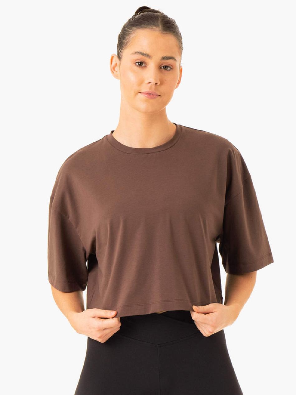 Chocolate Women\'s Ryderwear Balance Oversized T-shirt | 5G6870284