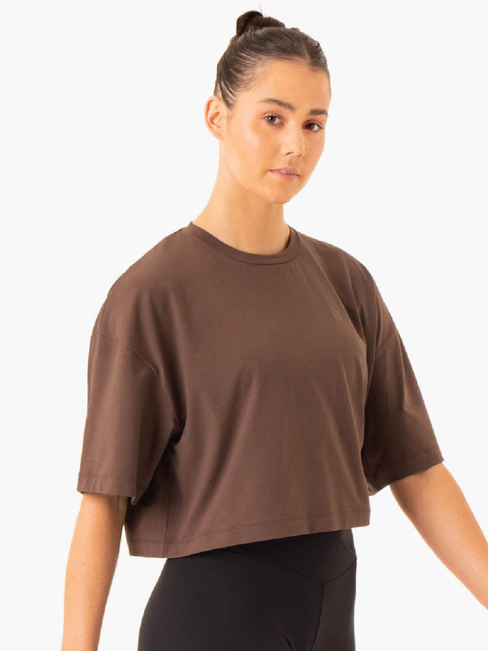 Chocolate Women's Ryderwear Balance Oversized Tee Active Lounge | ES7928324