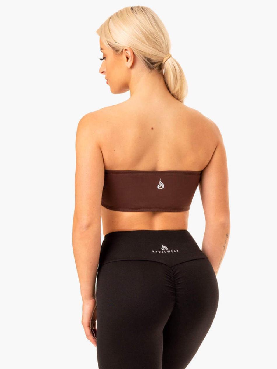 Chocolate Women's Ryderwear Bandeau Sports Bras | 55RT46307