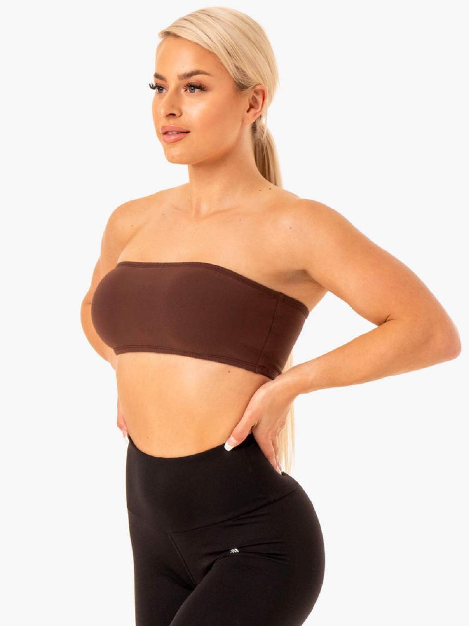 Chocolate Women's Ryderwear Bandeau Sports Bras | 55RT46307