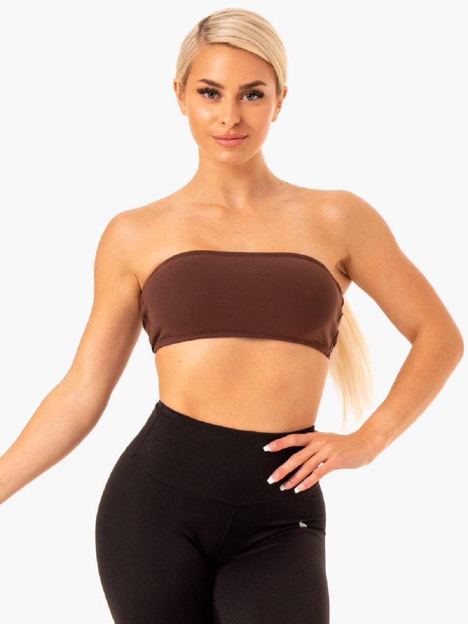 Chocolate Women\'s Ryderwear Bandeau Sports Bras | 55RT46307