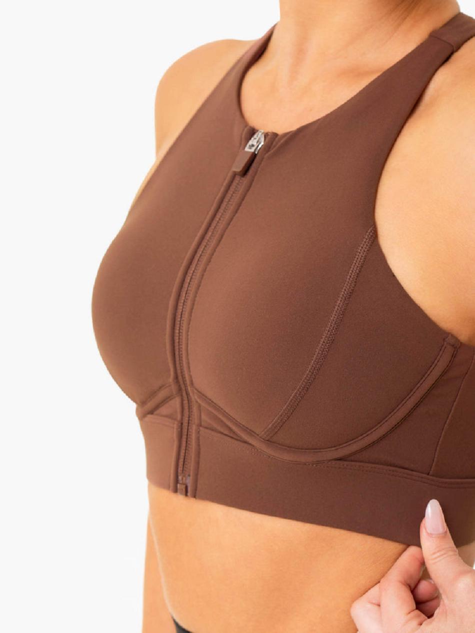 Chocolate Women's Ryderwear Critical High Impact Sports Bras | FG39197