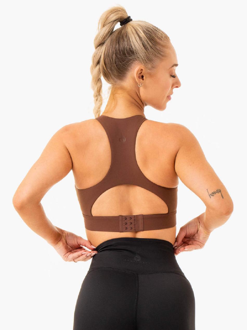 Chocolate Women's Ryderwear Critical High Impact Sports Bras | FG39197