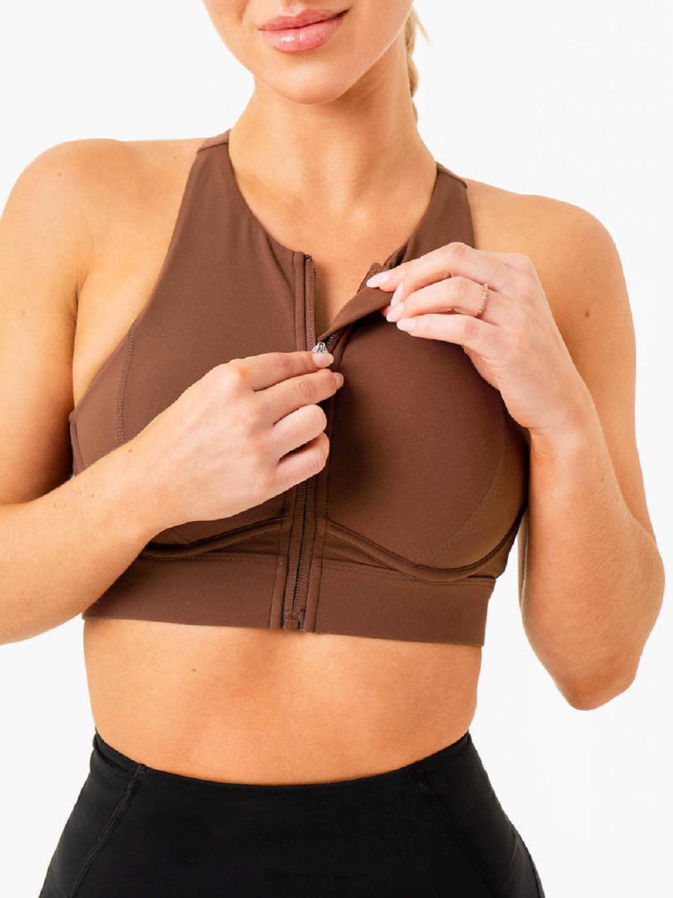 Chocolate Women's Ryderwear Critical High Impact Sports Bras | FG39197