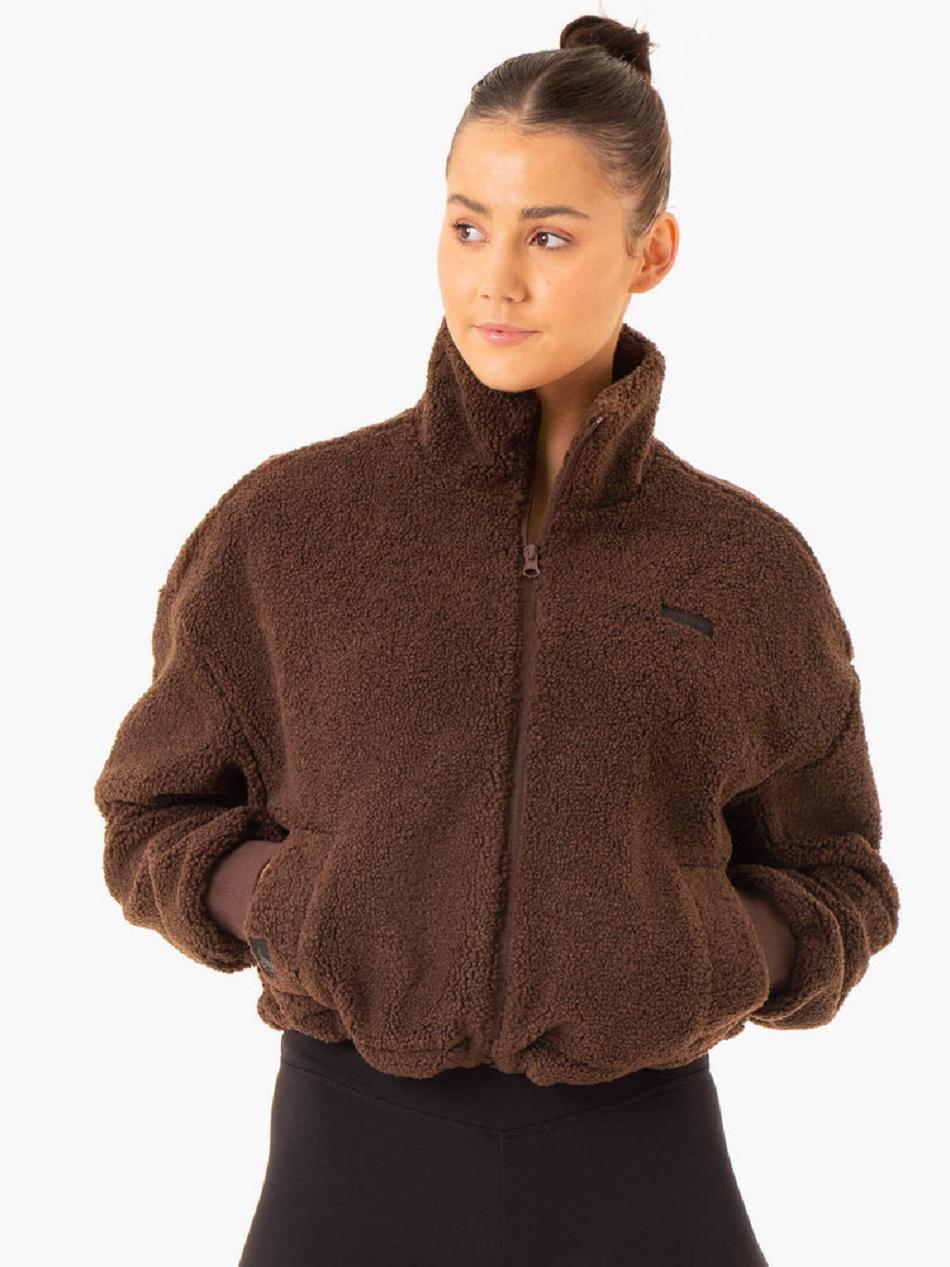 Chocolate Women's Ryderwear Element Teddy Jacket Top | 66SB56319