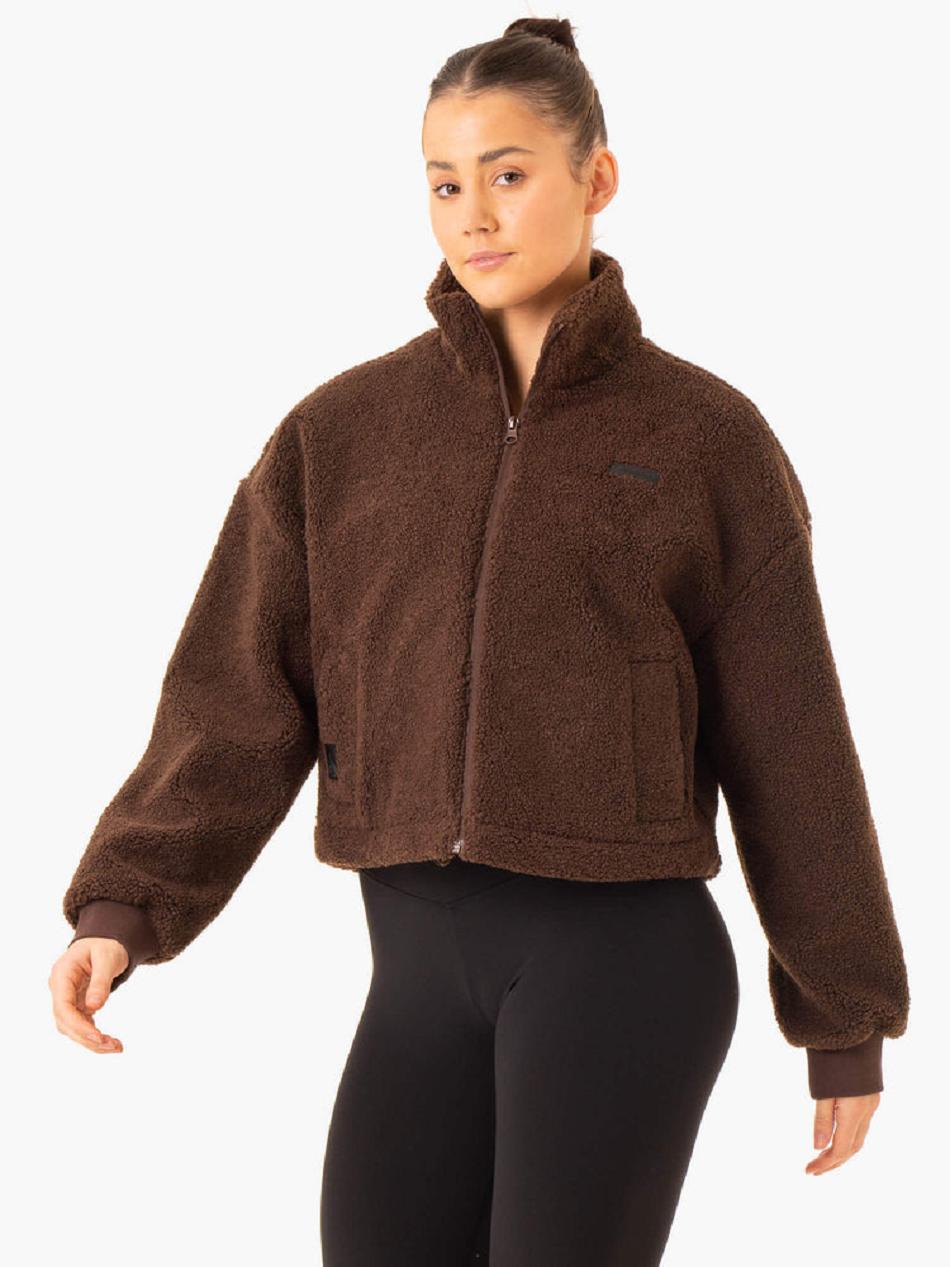 Chocolate Women's Ryderwear Element Teddy Jacket Top | 66SB56319