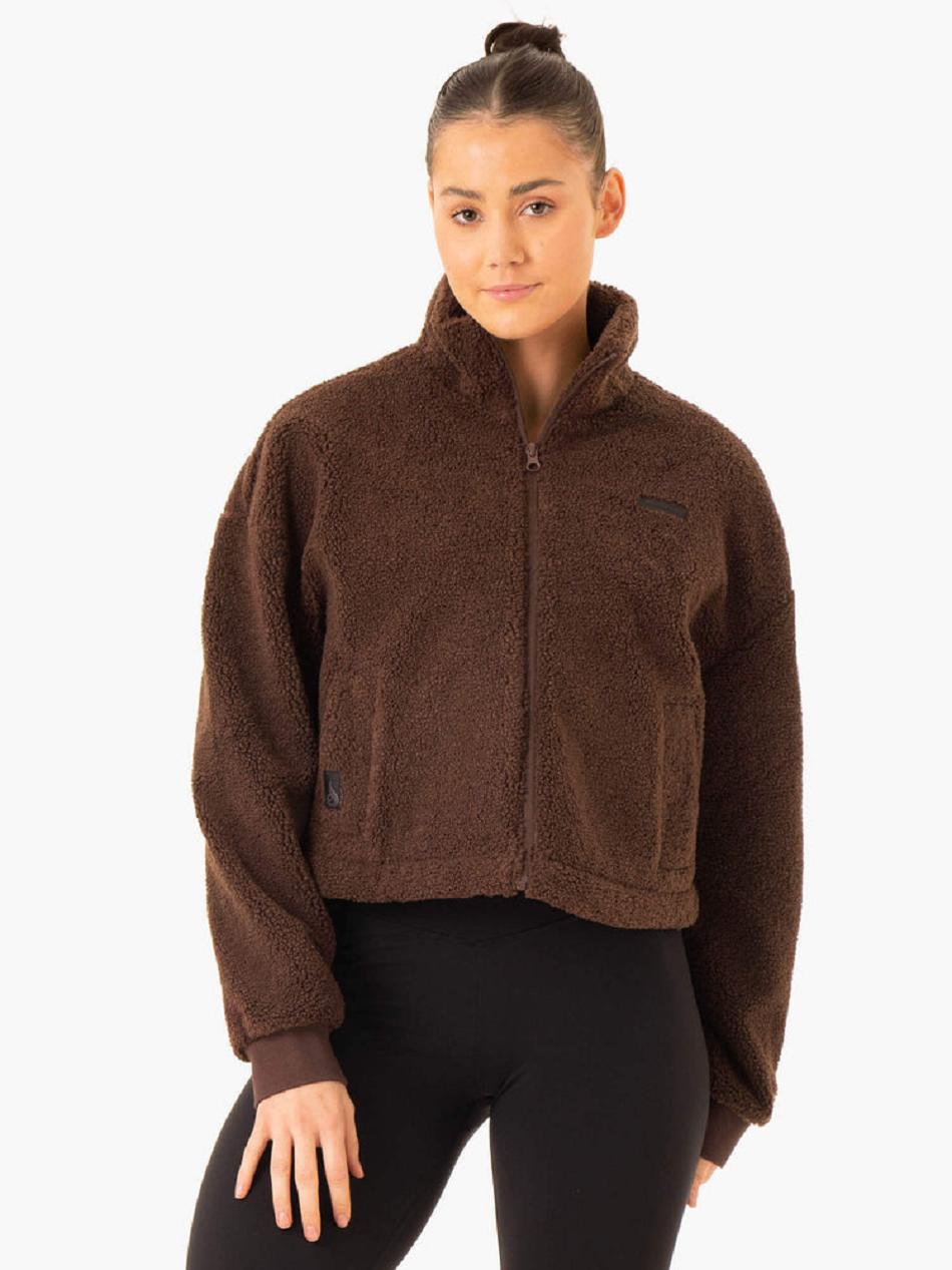 Chocolate Women\'s Ryderwear Element Teddy Jacket Top | 66SB56319