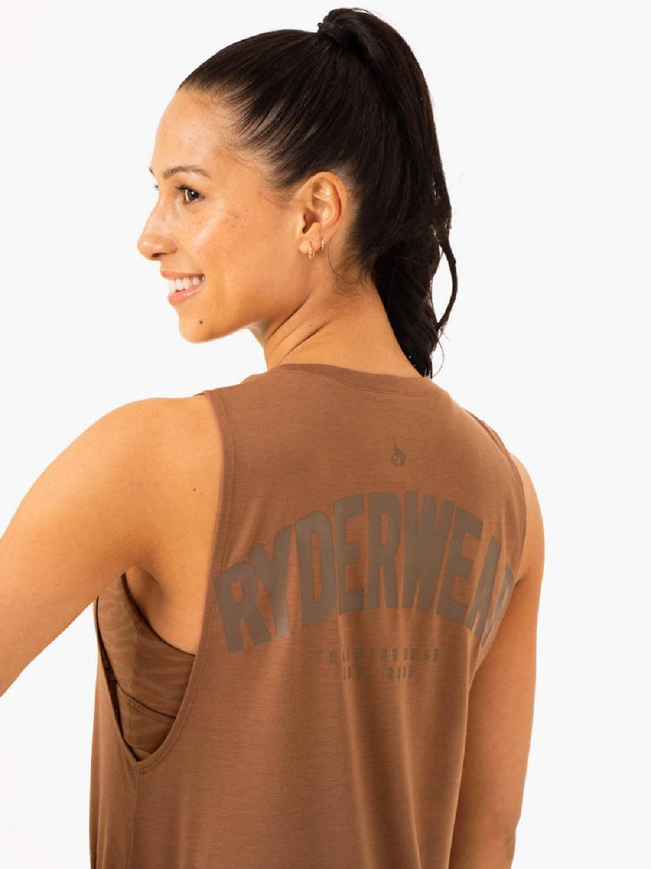 Chocolate Women's Ryderwear Emerge Training Tank Top | 104S45830