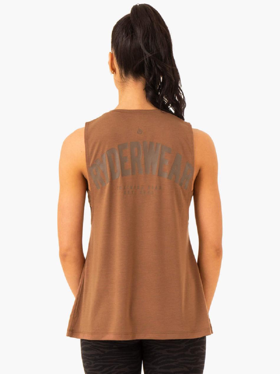 Chocolate Women's Ryderwear Emerge Training Tank Top | 104S45830