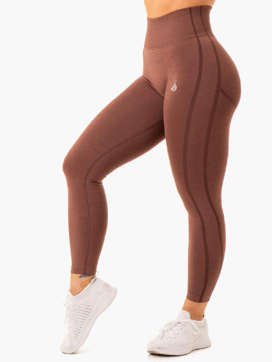 Chocolate Women's Ryderwear Enhance Scrunch Bum Leggings Seamless | 6Y4737102