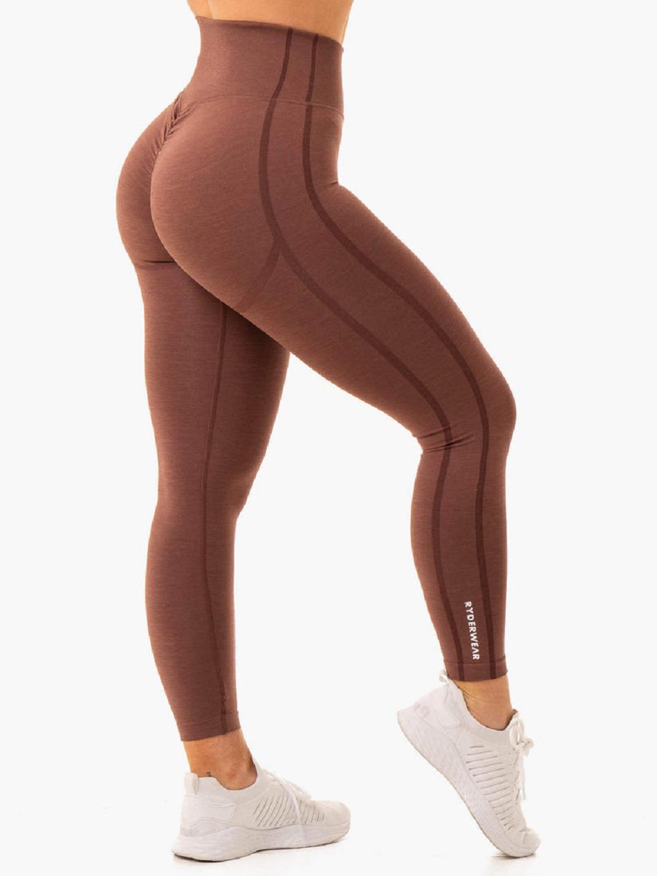 Chocolate Women\'s Ryderwear Enhance Scrunch Bum Leggings Seamless | 6Y4737102