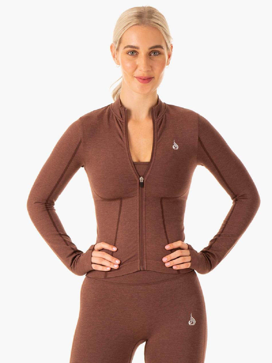 Chocolate Women's Ryderwear Enhance Seamless Zip Up Jackets | 74JS99511