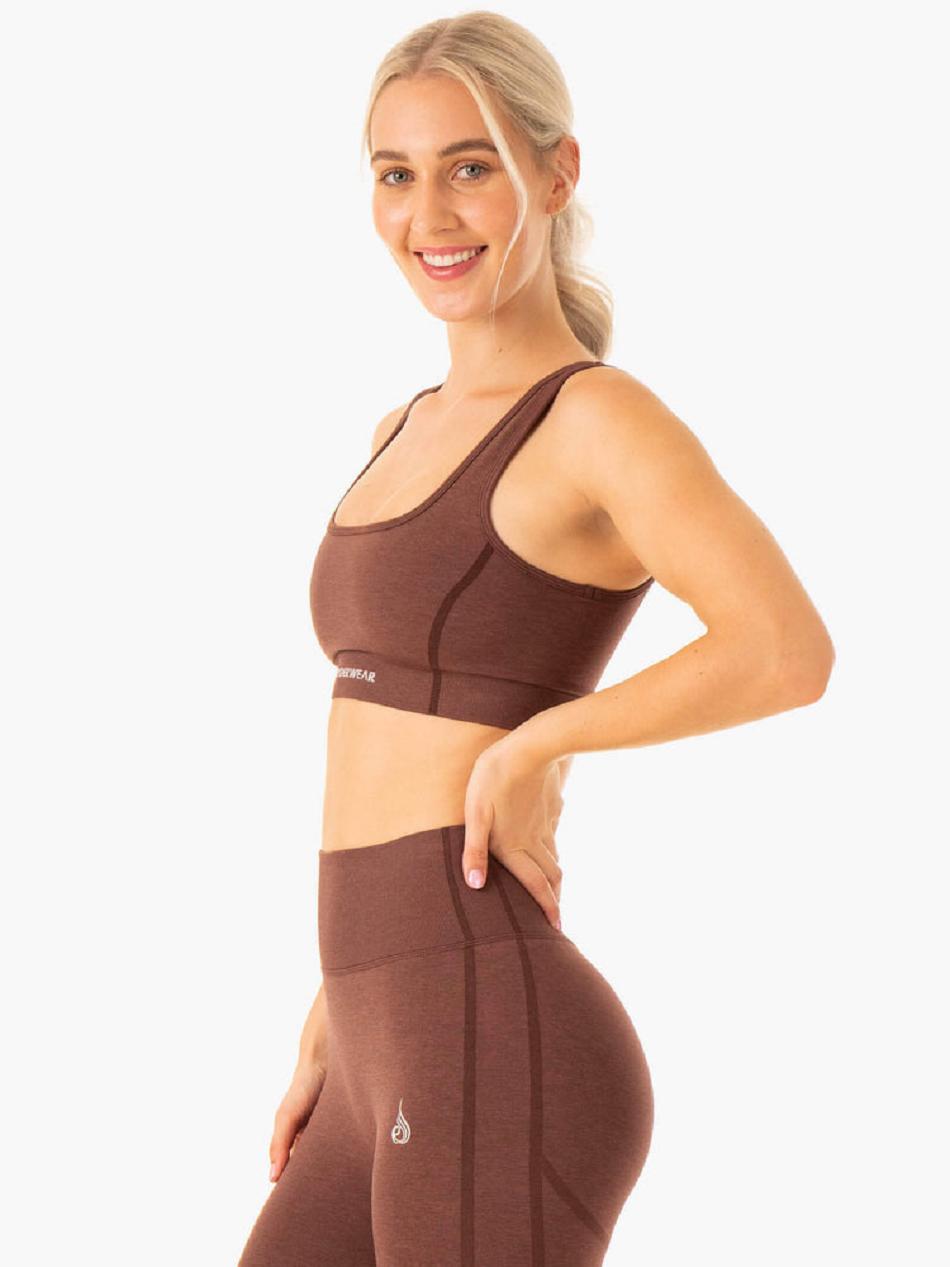 Chocolate Women's Ryderwear Enhance Seamless Sports Bras | RFD23320