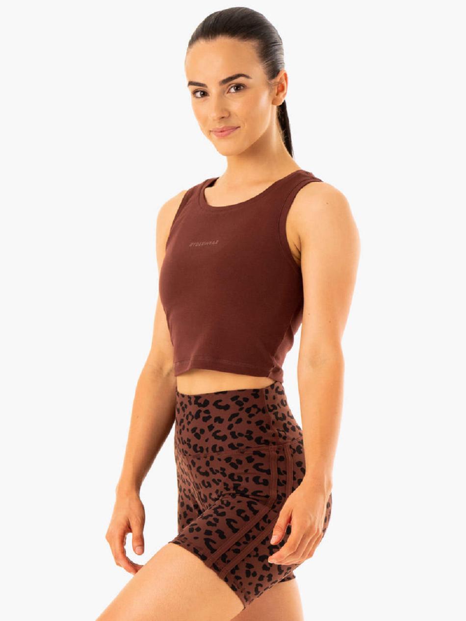 Chocolate Women's Ryderwear Evolution Cotton Tank Top | 6D6021766