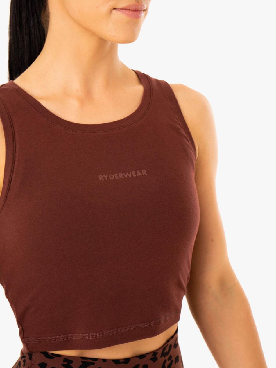 Chocolate Women's Ryderwear Evolution Cotton Tank Top | 6D6021766