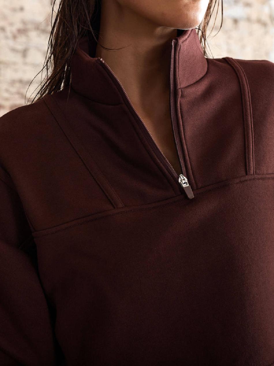 Chocolate Women's Ryderwear Evolution Half Zip Sweaters | NG6914430