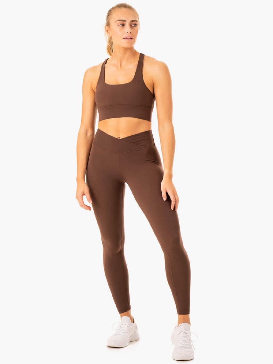 Chocolate Women's Ryderwear Flow Square Neck Sports Bras | DF5016907