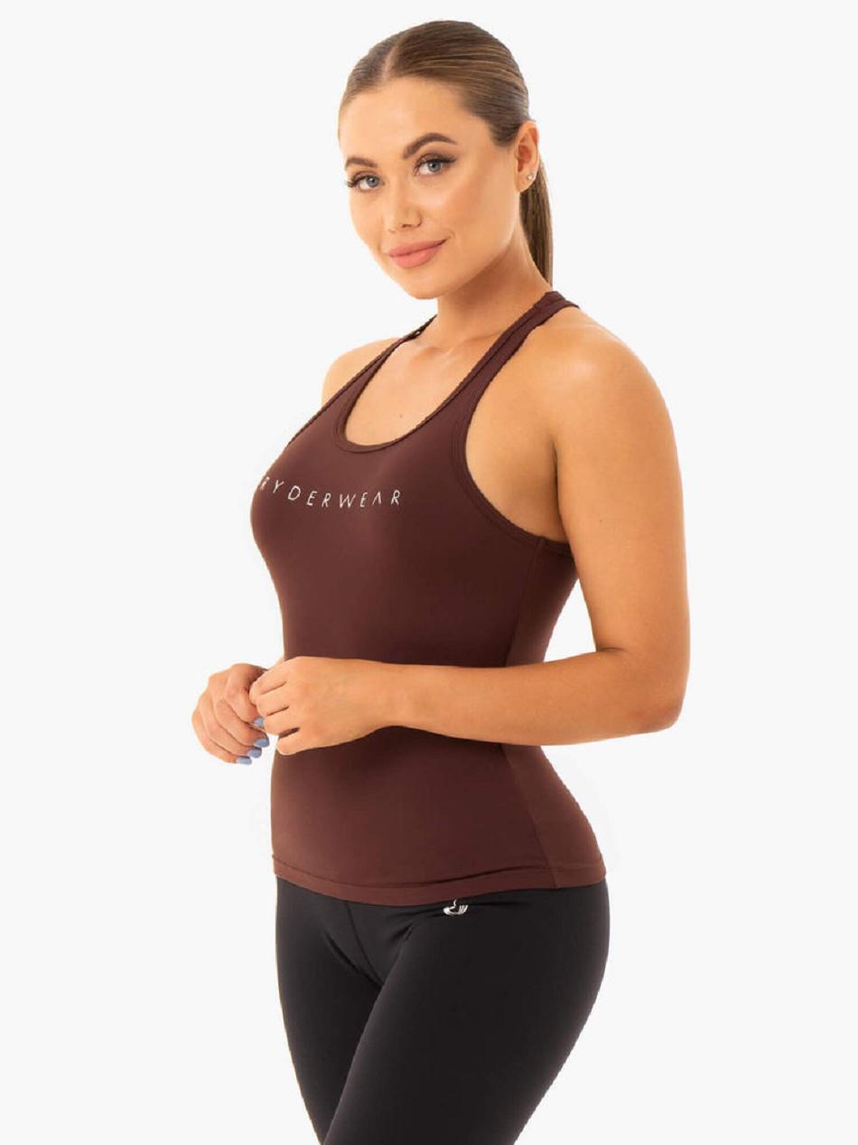 Chocolate Women's Ryderwear Hype Racer Back Tank Top | RFD85110