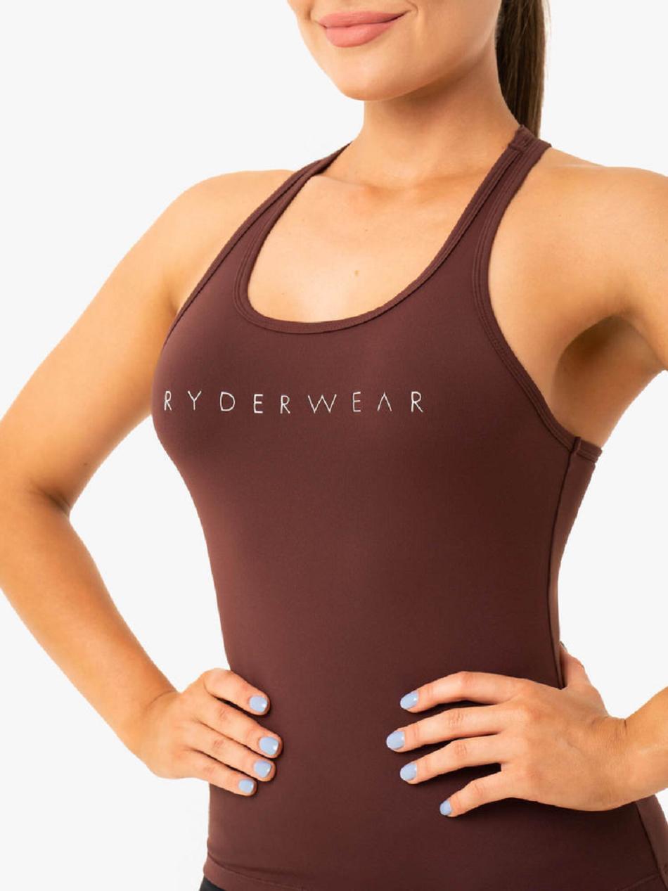 Chocolate Women's Ryderwear Hype Racer Back Tank Top | RFD85110