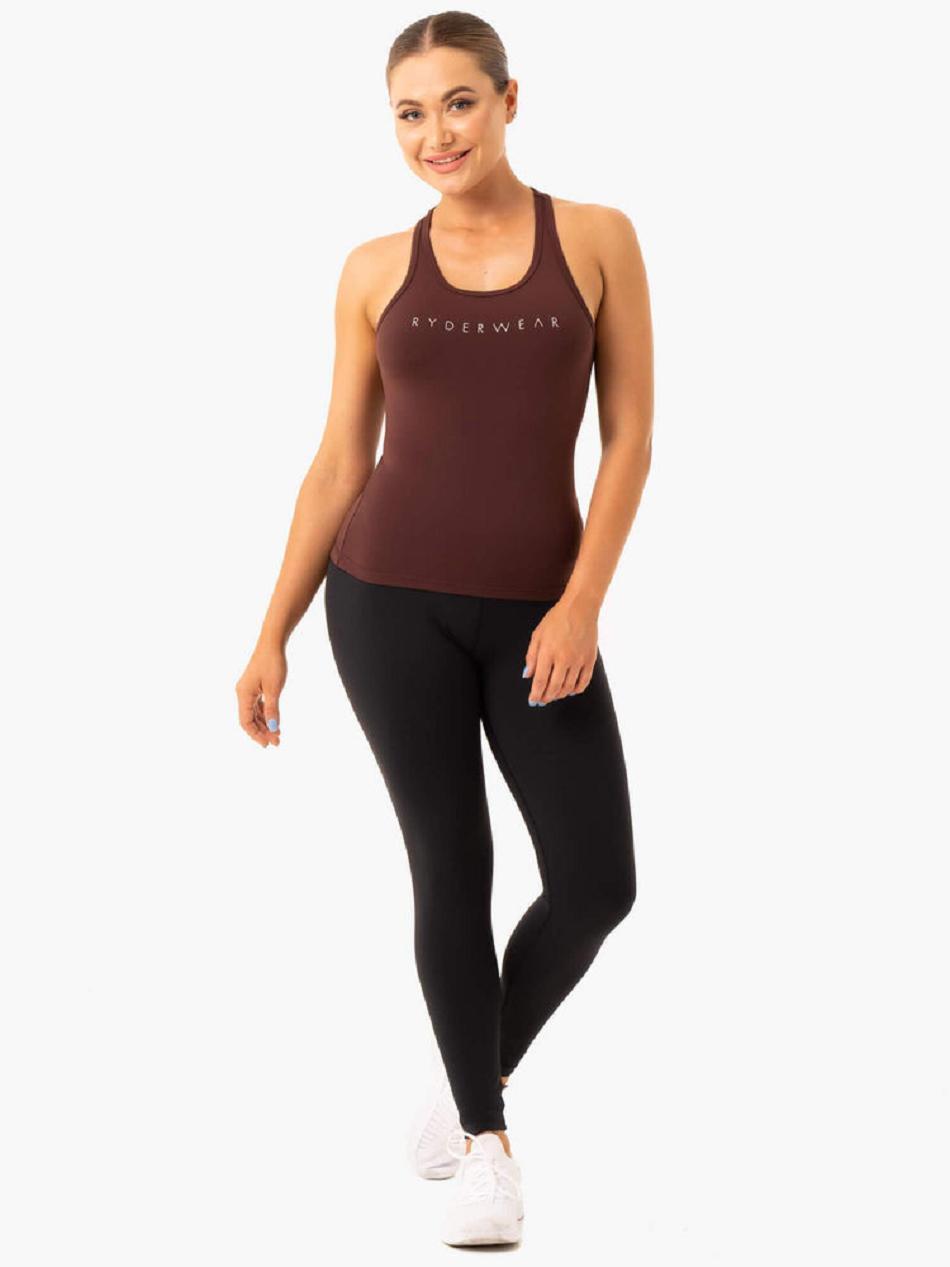 Chocolate Women's Ryderwear Hype Racer Back Tank Top | RFD85110