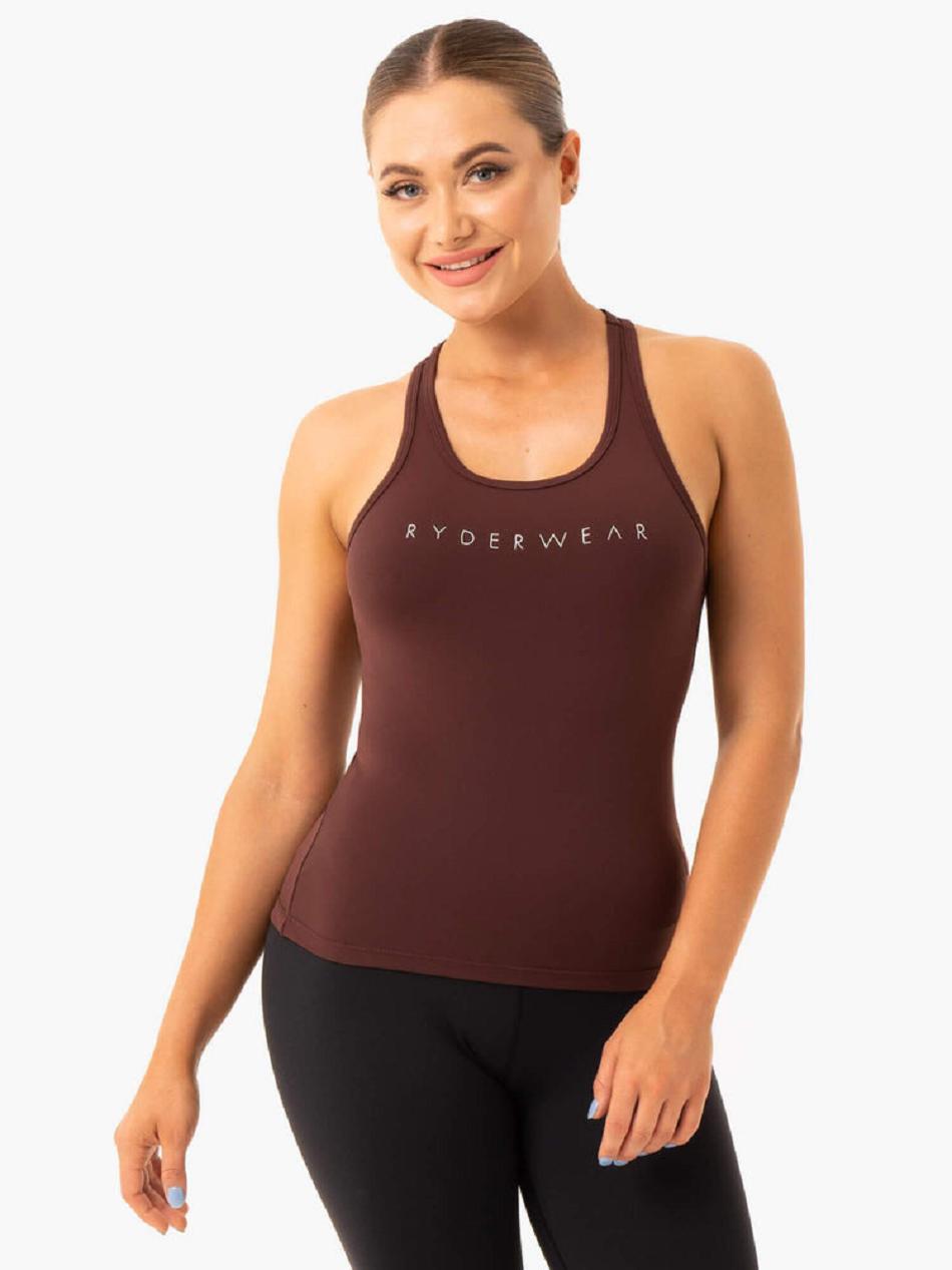 Chocolate Women\'s Ryderwear Hype Racer Back Tank Top | RFD85110