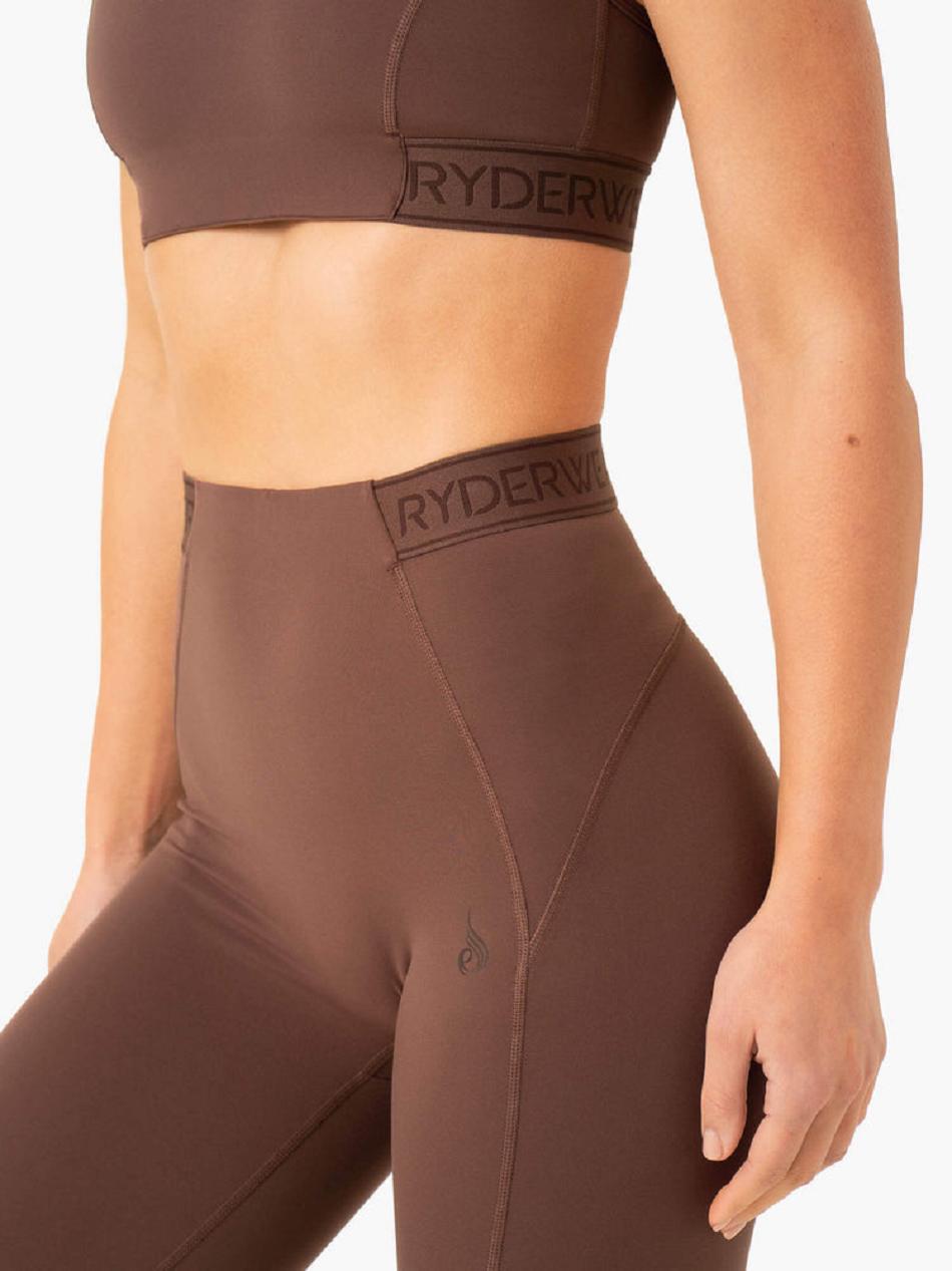 Chocolate Women's Ryderwear Level Up High Waisted Scrunch Leggings | 102IV74369